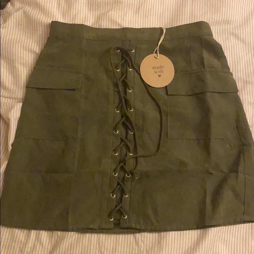 Army green skirt
